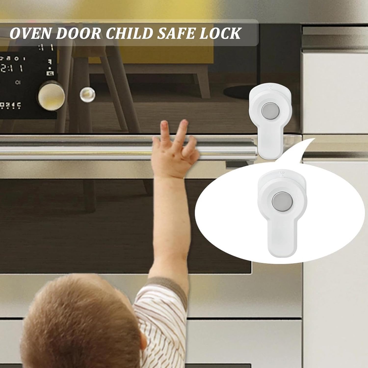 Child Oven Lock for Oven Doors,Kitchen Oven Door Lock - Kitchen Safety Oven Door Lock for Home Kitchen Oven Baby Proofing - Image 2