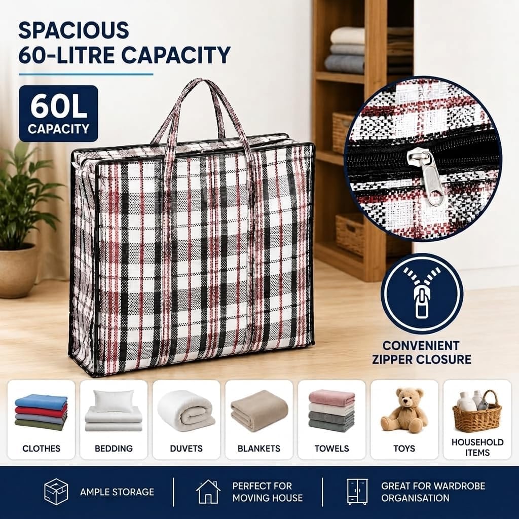 ANSIO Large Laundry Bags, Storage Bags, 60x25x50cm, Black 5 Pack - Image 2