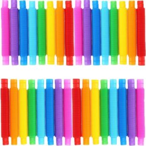 Ram® 20 x Colourful Pop Tube Toy Kids Fun Bendable Sensory Stretch Tubes Pull Pipes Party Toy Stress Release Fidget
