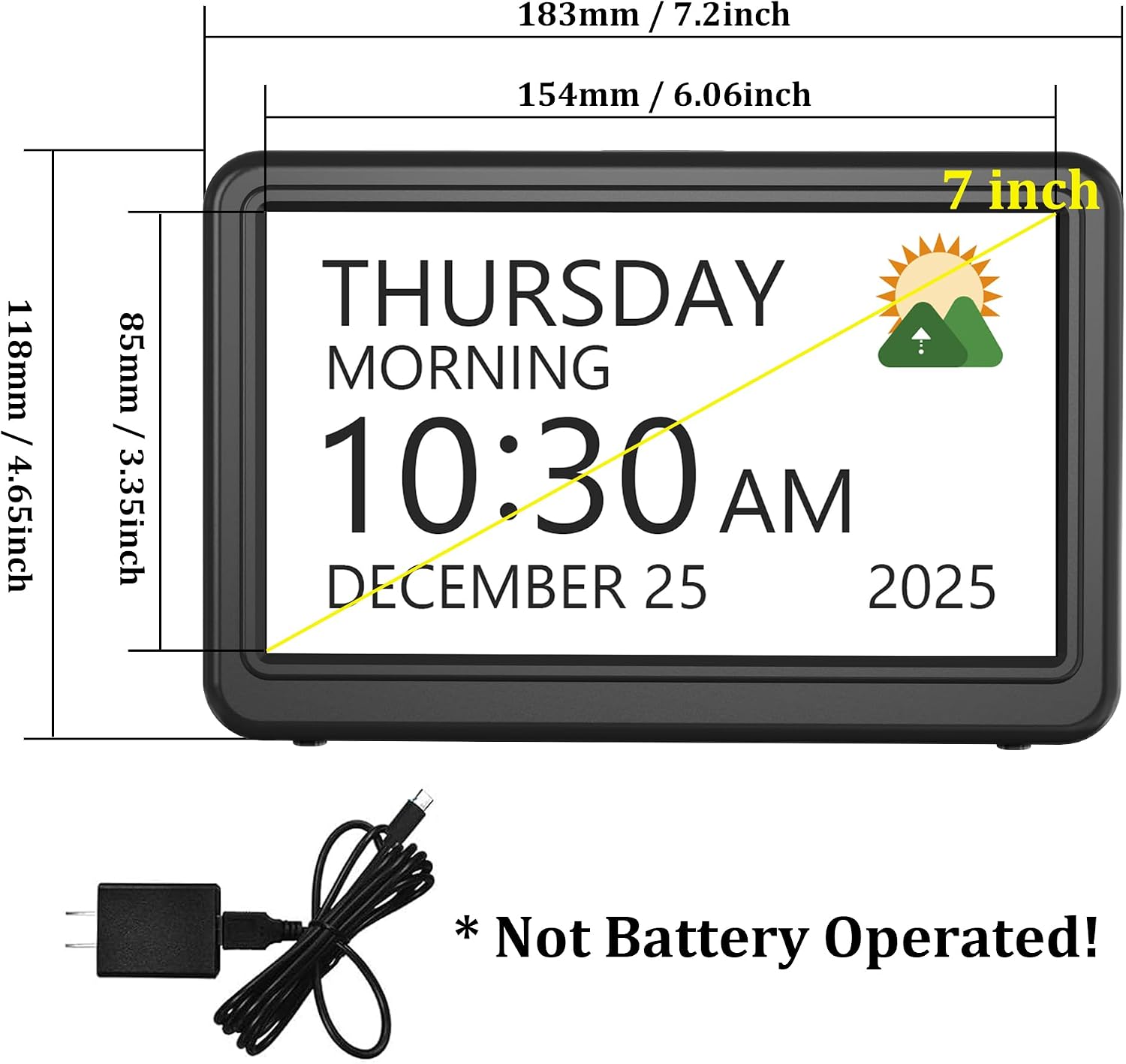 Roxicosly - Digital alarm clock, calendar with day and date, indoor temperature - Image 6