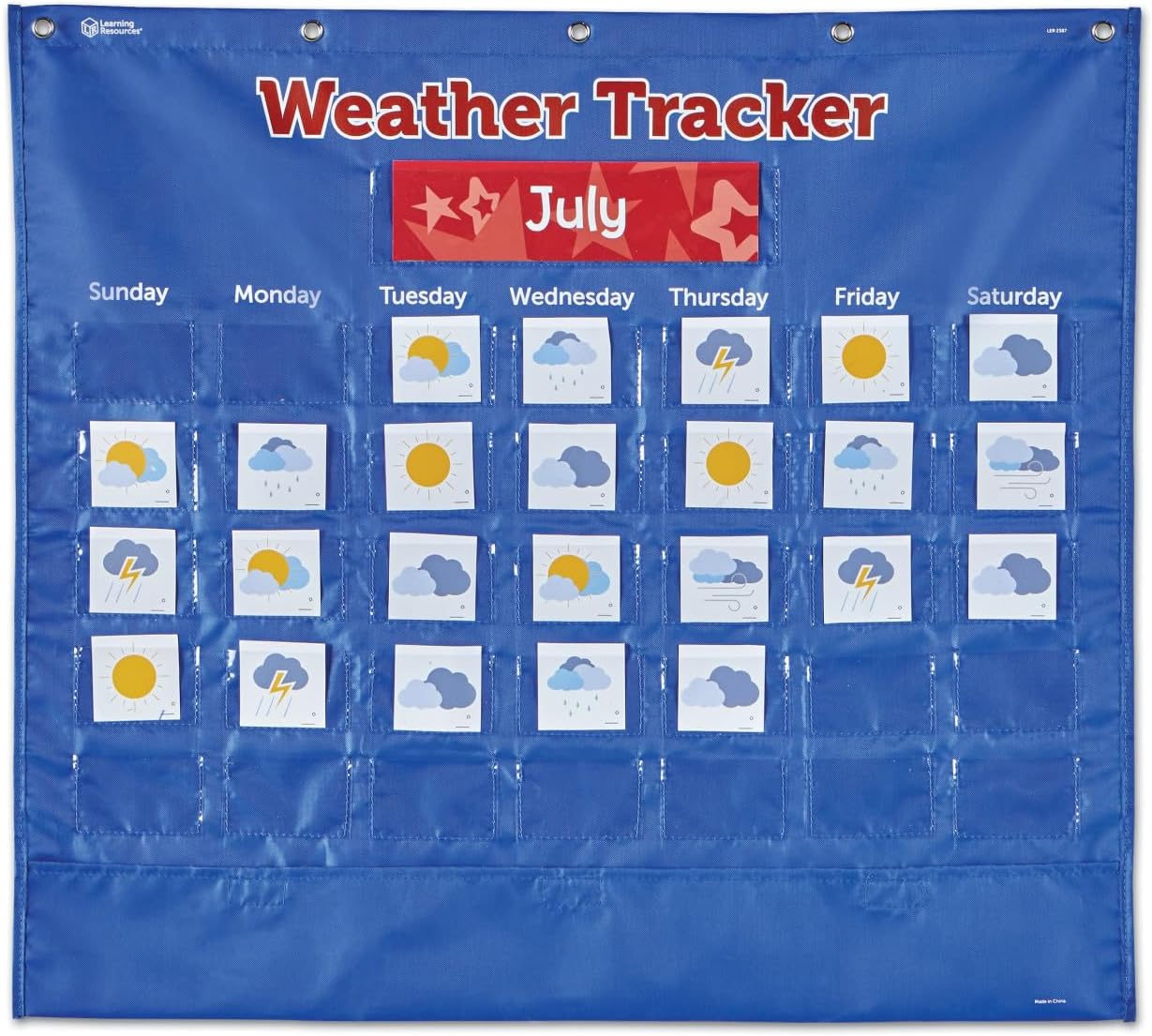 Learning Resources Weather Tracker Pocket Chart, Ages 5+, Learn About Weather, Classroom Essentials for Teachers, Classroom Resources