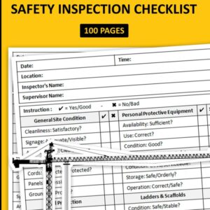 Jobsite Safety Inspection Checklist: Daily Worksite Safety Inspection Report Book | Construction Job Site Safety Checklist