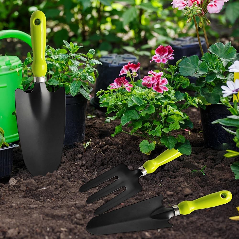 Armo® 3 Piece Carbon Steel Garden Fork Trowel Rake Shovel Spade Set Gardening Plant Hand Tool Set - Image 4