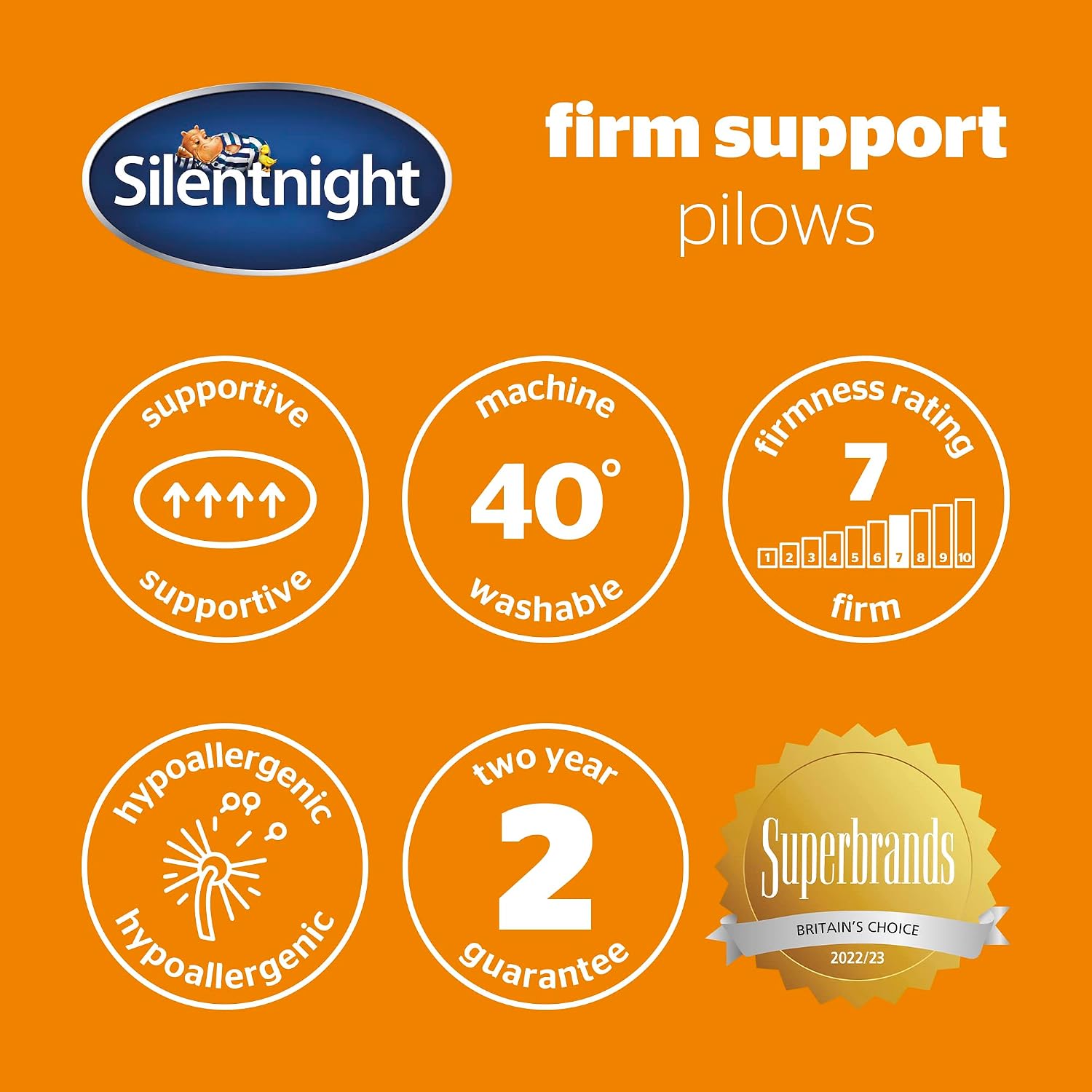 Silentnight Firm Support Pillow Pack of 2 - Side Sleeper Pillows for Sleeping Neck Back Orthopaedic Pain - Machine Washable Pillow Pair for Side Sleepers, White, packaging may vary - Image 8