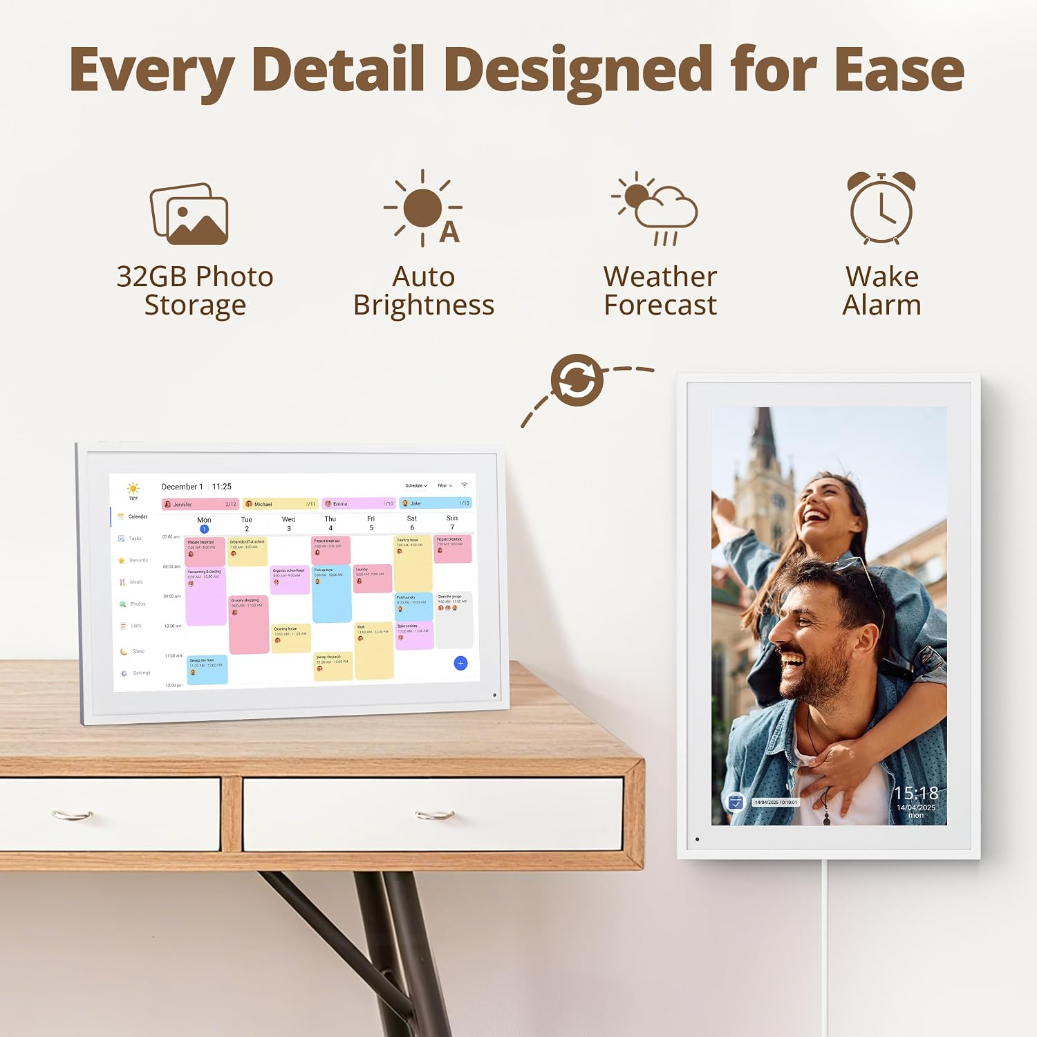 Dragon Touch Calendar, 15.6" Digital Calendar 2026 Family Wall Planner, 1080P Full HD Interactive Touchscreen, Smart Chore Chart and Home Organization, Gift for Busy Families Scheduling, UK Adapter - Image 8