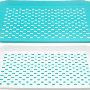 DIVCHI 2-Pack Serving Tray Set – Non-Slip Lap Boards with Grip Handles, Ideal for Food Prep, Tea, Breakfast in Bed – Plastic Tray for Stable Dining Dishwasher Safe (Green/White)