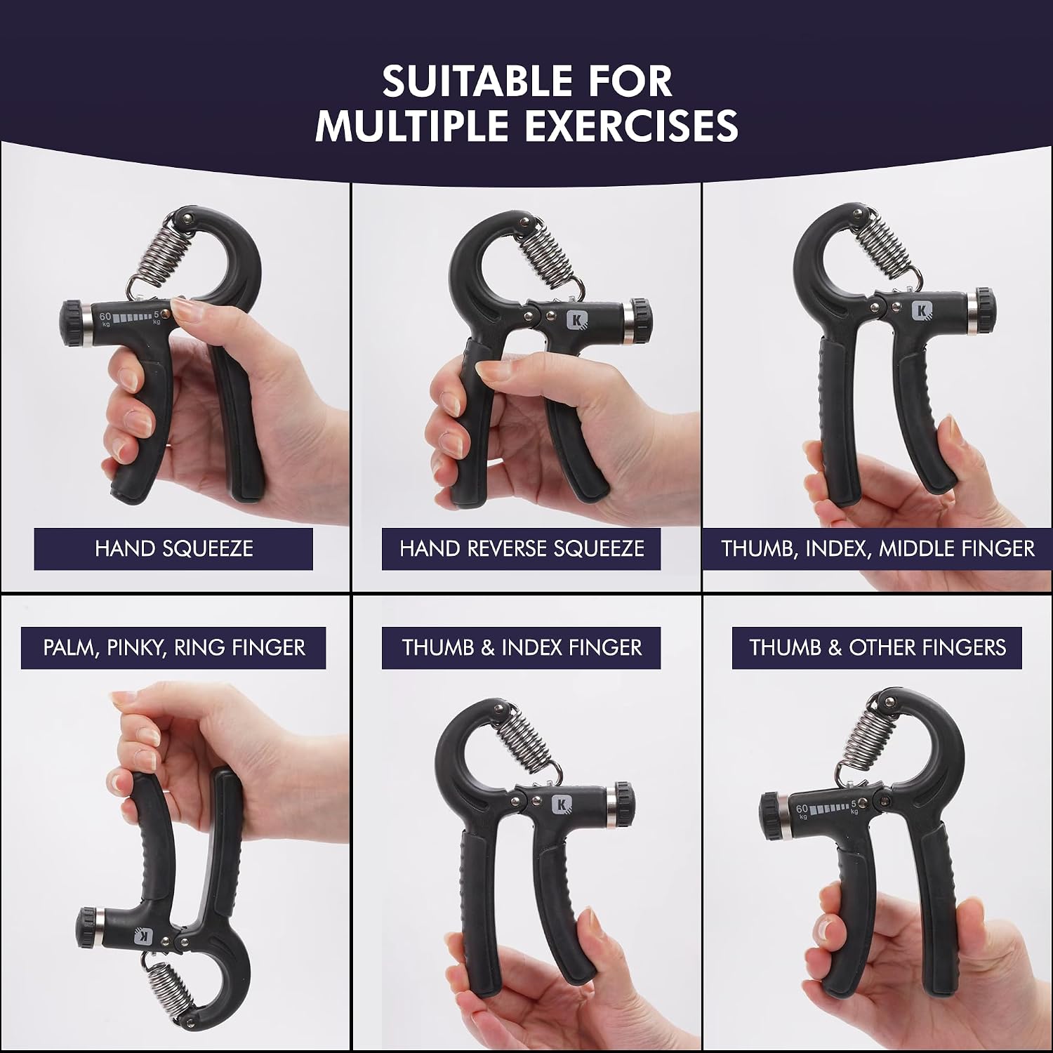 Kayman Grip Strengtheners, Adjustable Hand Grips Resistance, Wrist & Forearm Strengthene PP+TPR, Durable Hand Exerciser Strength Training for Forearm, Fit All Hand Sizes Black - Image 4