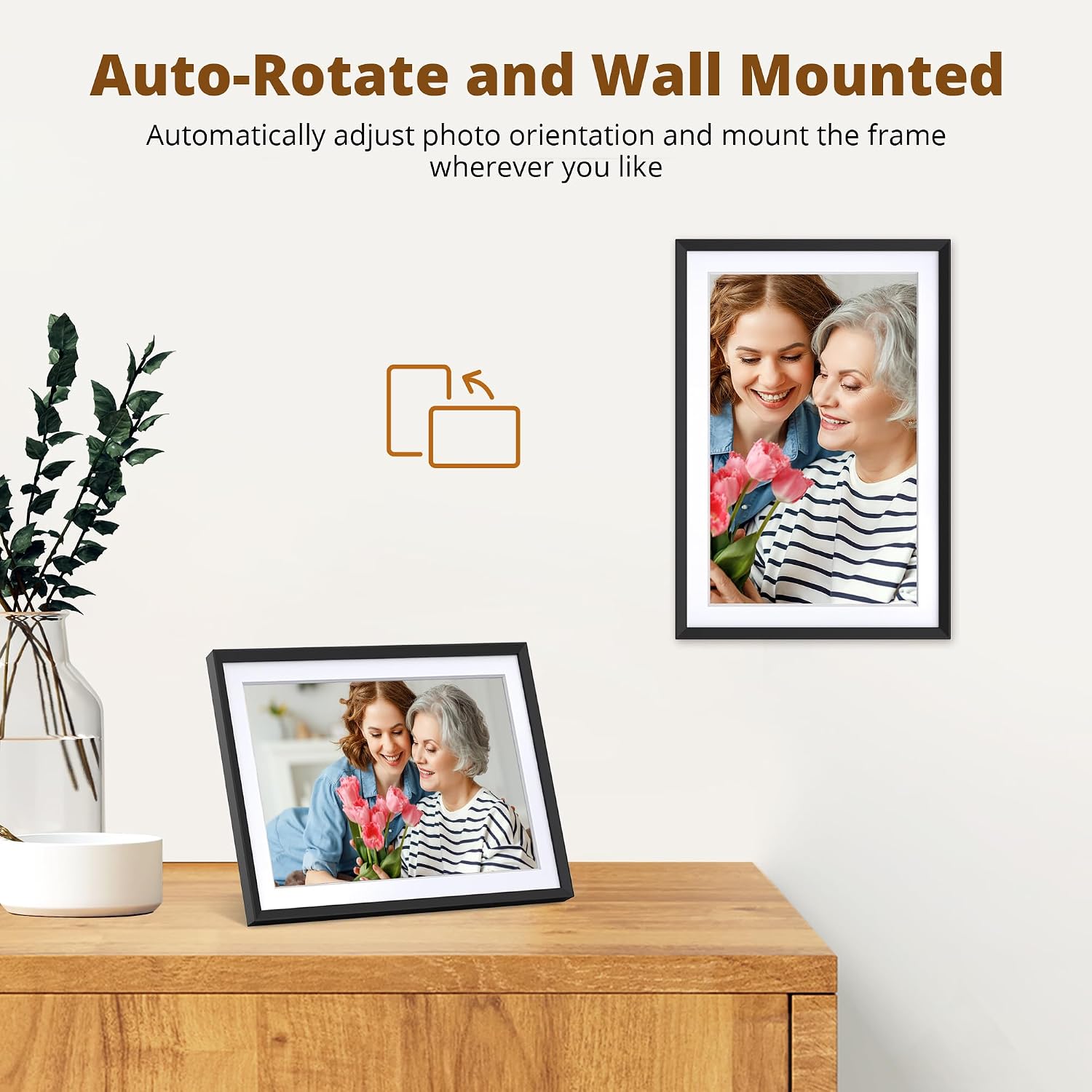 Dragon Touch 10.1" Digital Photo Frame, 1280x800 HD Pixels IPS, Touch Screen, WiFi Electronic Picture Frame with Auto-Rotate, Share Photos/Videos Instantly via Free App, Gifts for Families - Image 6