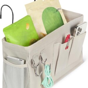 Amazon Basics Bedside Caddy Hanging Storage Organizer, 12 x 37 x 20 cm, Linen