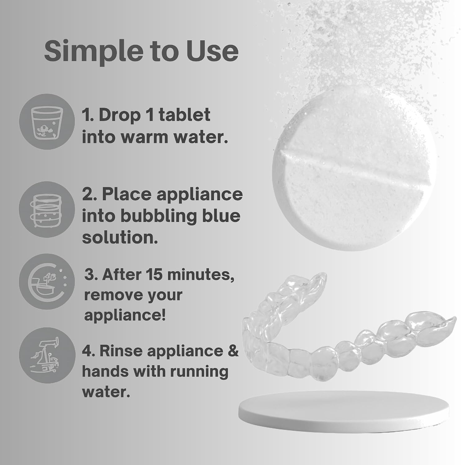 Retainer Cleanser Tablets Cleaner Remove Odours, Discolourations, Stains and Plaque 4 Month Supply Dentures Bath Mint (Pack of 120) - Image 3