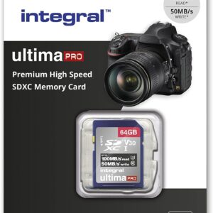 Integral 64GB SD Card 4K Ultra-HD Video High Speed SDXC V30 UHS-I U3 Class 10 Memory Card up to 100MB/s, Color May Vary