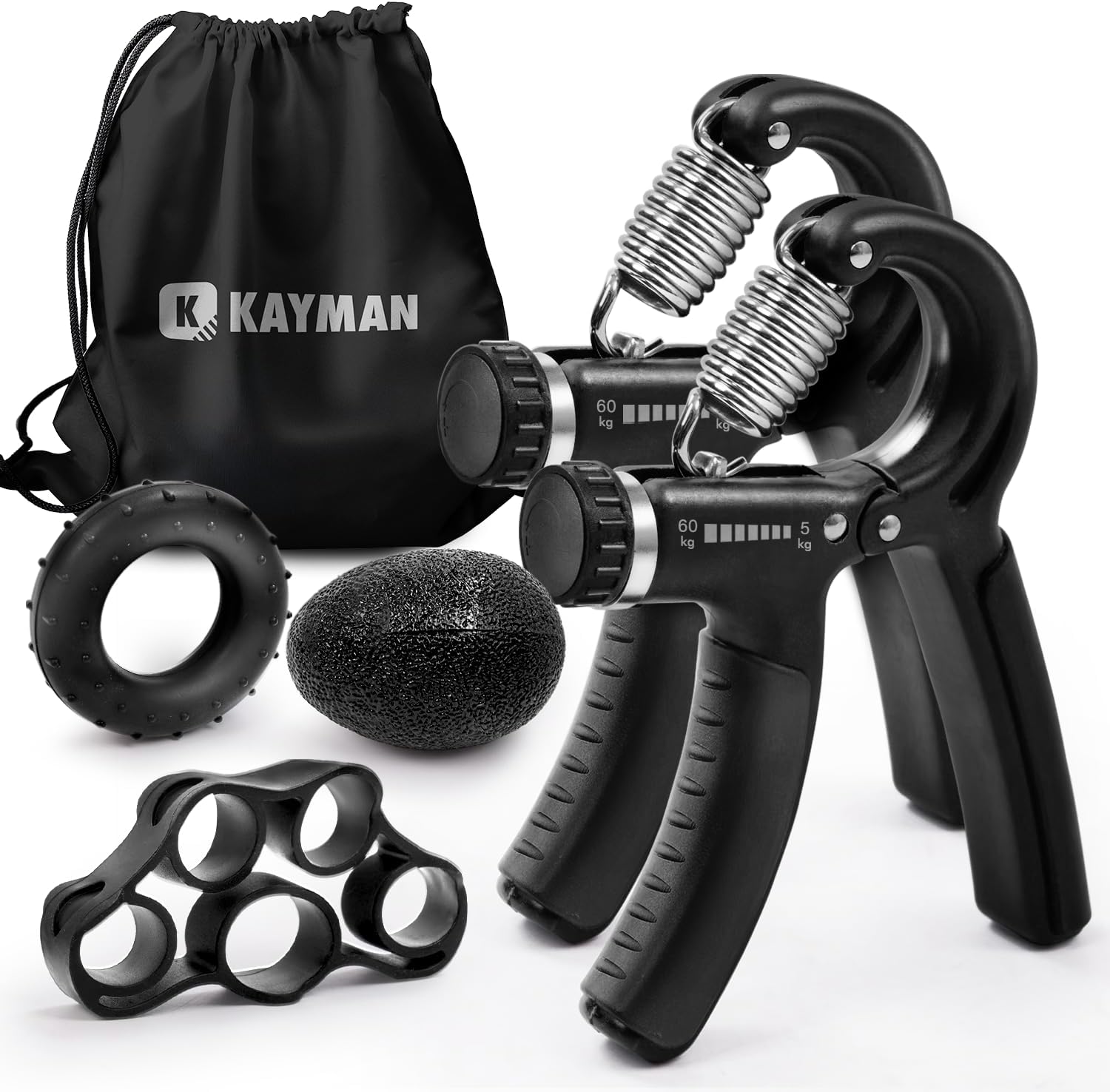 Kayman Grip Strengtheners, Adjustable Hand Grips Resistance, Wrist & Forearm Strengthene PP+TPR, Durable Hand Exerciser Strength Training for Forearm, Fit All Hand Sizes Black