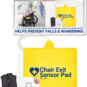 Secure Chair Exit Alarm for Elderly Dementia Patients – Wheelchair Monitor and Pressure Sensor Pad – Patient Monitoring Kit for Caregivers and Nurses – Fall Prevention Alarms Seniors Adults