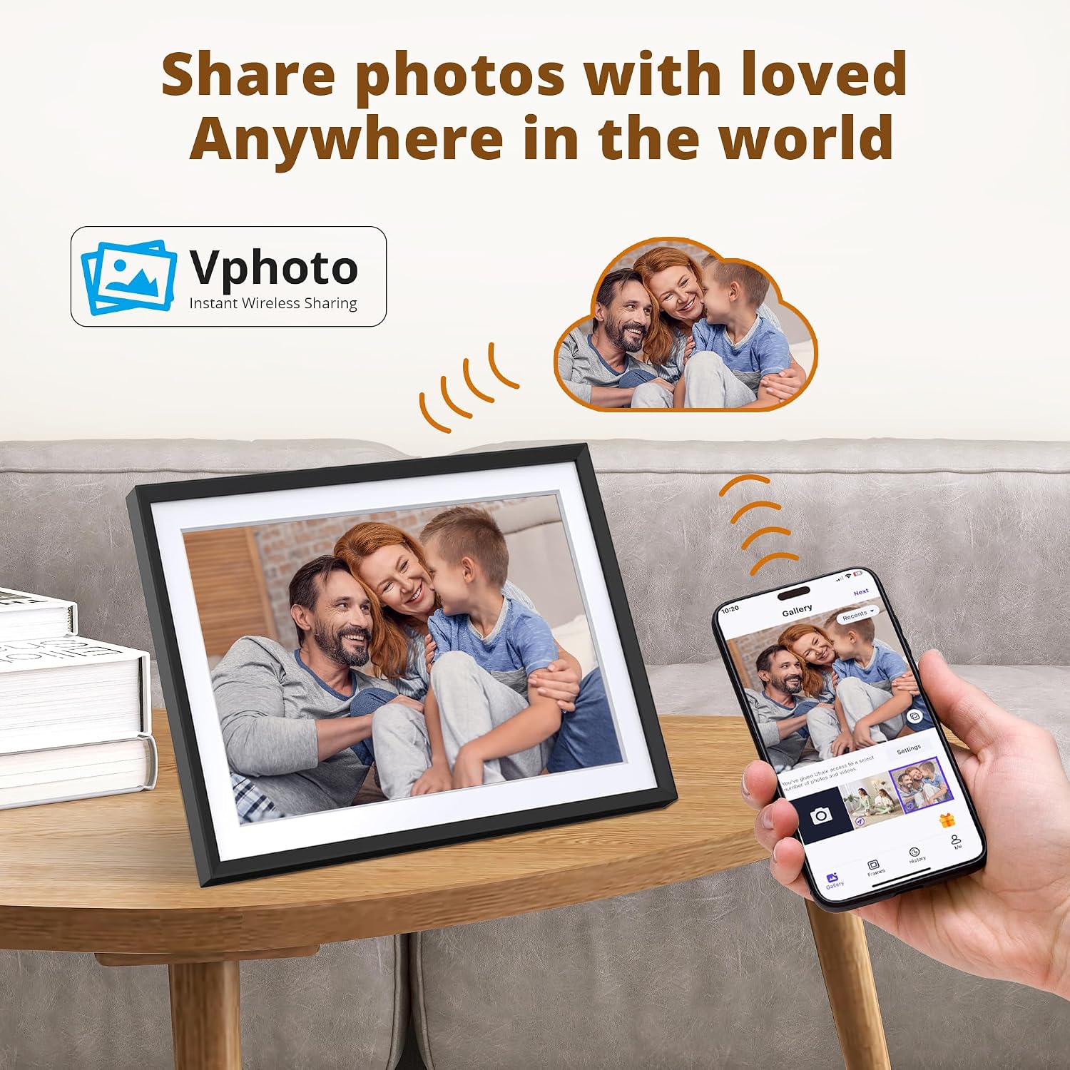 Dragon Touch 10.1" Digital Photo Frame, 1280x800 HD Pixels IPS, Touch Screen, WiFi Electronic Picture Frame with Auto-Rotate, Share Photos/Videos Instantly via Free App, Gifts for Families - Image 2