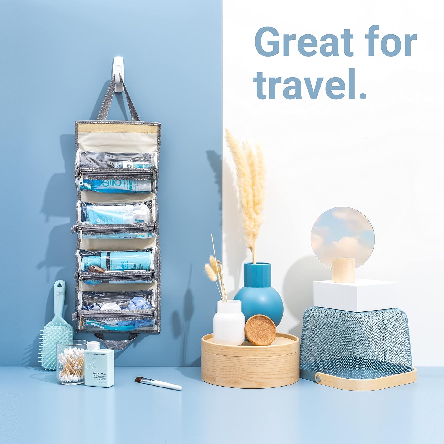 Hanging Roll-Up Makeup Organizer and Travel Bag - 4 Removable Toiletry Bags - Great for Cosmetics, First Aid, Medicine, Personal Items, Krafts - Quality Zippers - Image 4