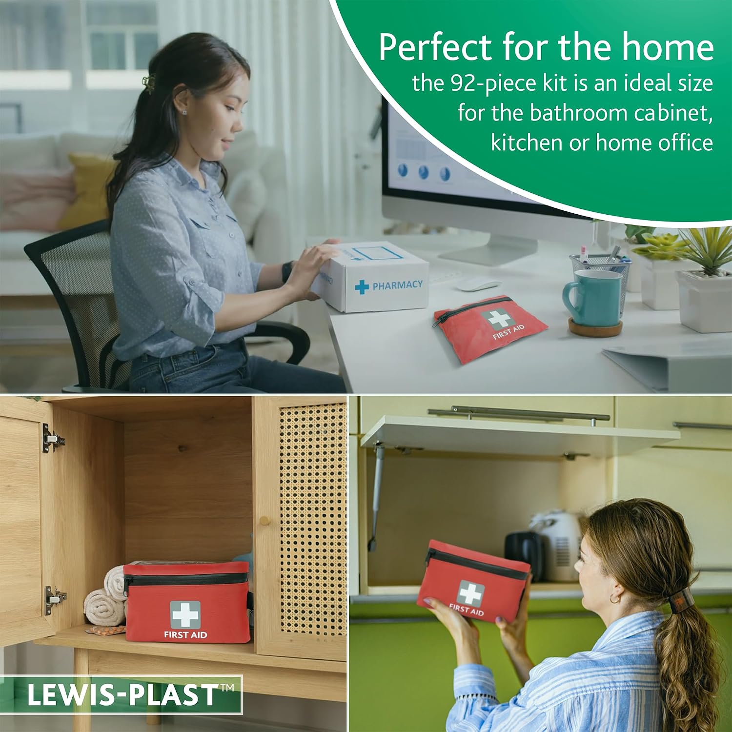 Lewis-Plast Premium 92 Piece First Aid Kit - Safety Essentials for Travel, Car, Home, Camping, Work, Hiking & Holiday Red , Small - Image 5