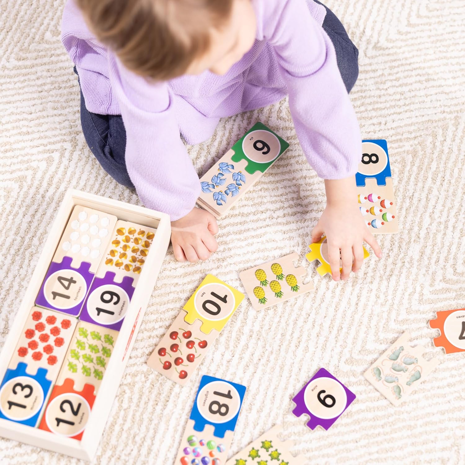 Melissa & Doug Self-Correcting Wooden Number Puzzles With Storage Box (40 pcs) Numbers Learning Puzzle for Kids Ages 4+ - Image 2