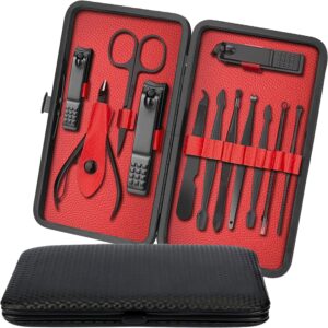 iSOUL Nail Clippers Manicure Set 12Pcs Men, Women Stainless Steel Professional Nail Clipper Set Stainless Steel Grooming Kit for Thick Nails Cuticle Remover Toenail Care Cutter Pedicure Nail Kit