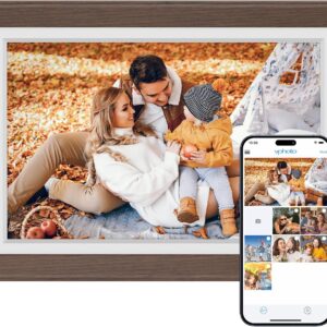 Dragon Touch Digital Photo Frame WiFi 10 inch IPS Touch Screen Digital Pictuer Frame Display, 32GB Storage, Auto-Rotate, Share Photos via App, Email, Cloud, Classic 10 Brown