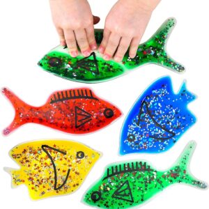 Gel Squidgy Sparkle Sensory Fish Shapes Tactile Fidget Toy 20cm – 4 Pack