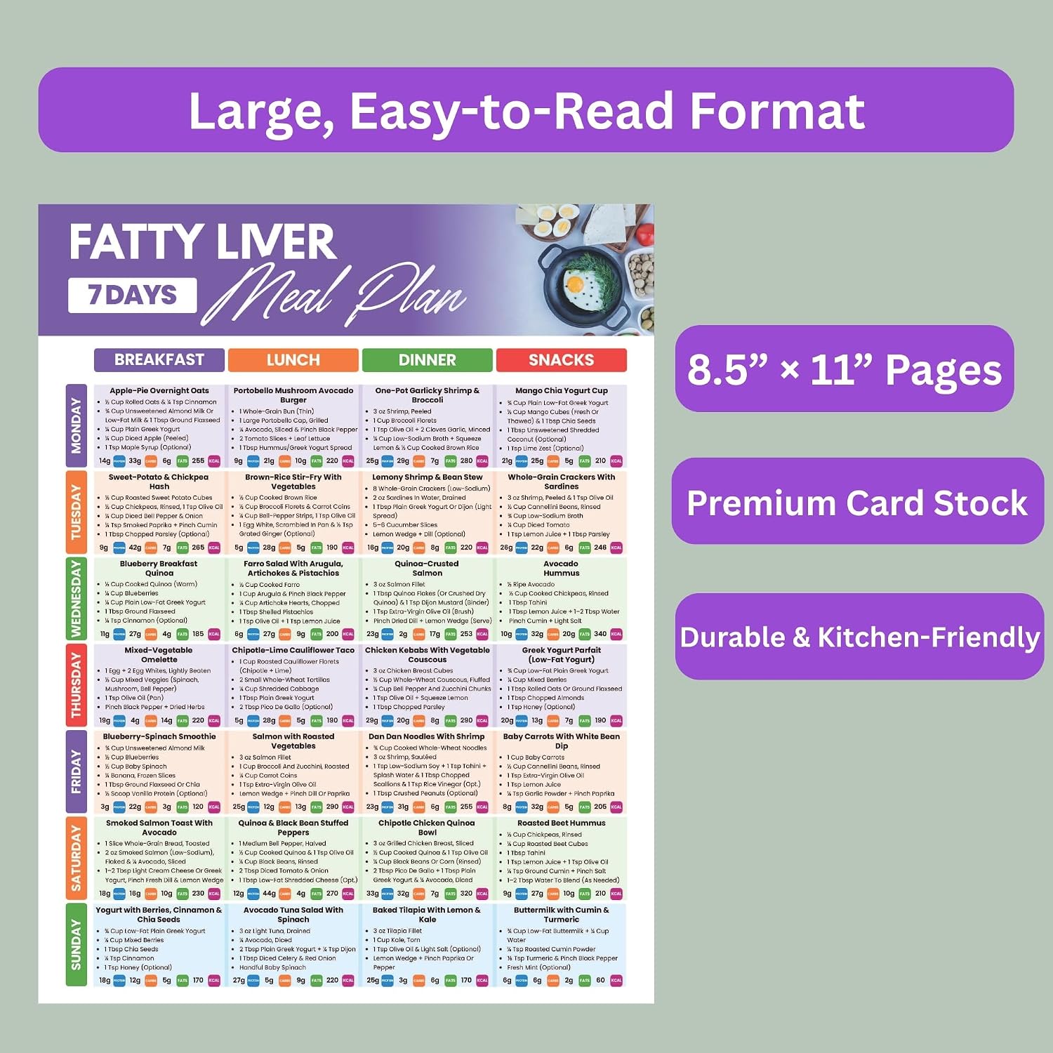Fatty Liver Meal Plan Chart, 5 Week NAFLD and NASH Diet Guide - Image 6