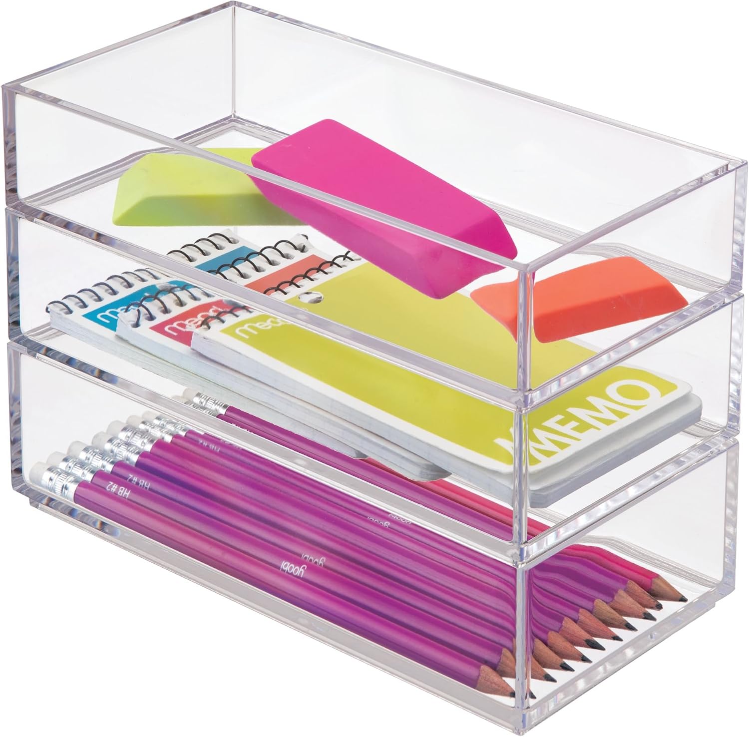 iDesign Makeup Organiser Tray, Small Plastic Drawer Organiser for Cosmetics, Makeup and Accessories, Practical Storage Box for Dressing Table, Drawers or Bathroom, Clear - Image 9