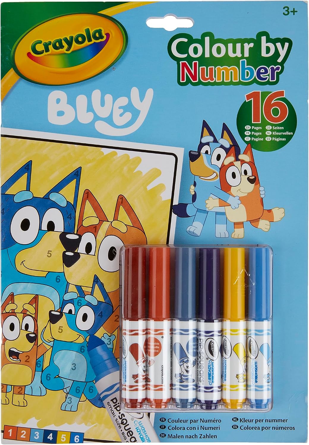 CRAYOLA Colour by Numbers - Bluey (Includes 16 Colouring Pages and 6 Mini-Markers) | Early Years Educational Colouring Fun | for Ages 3+ - Image 2