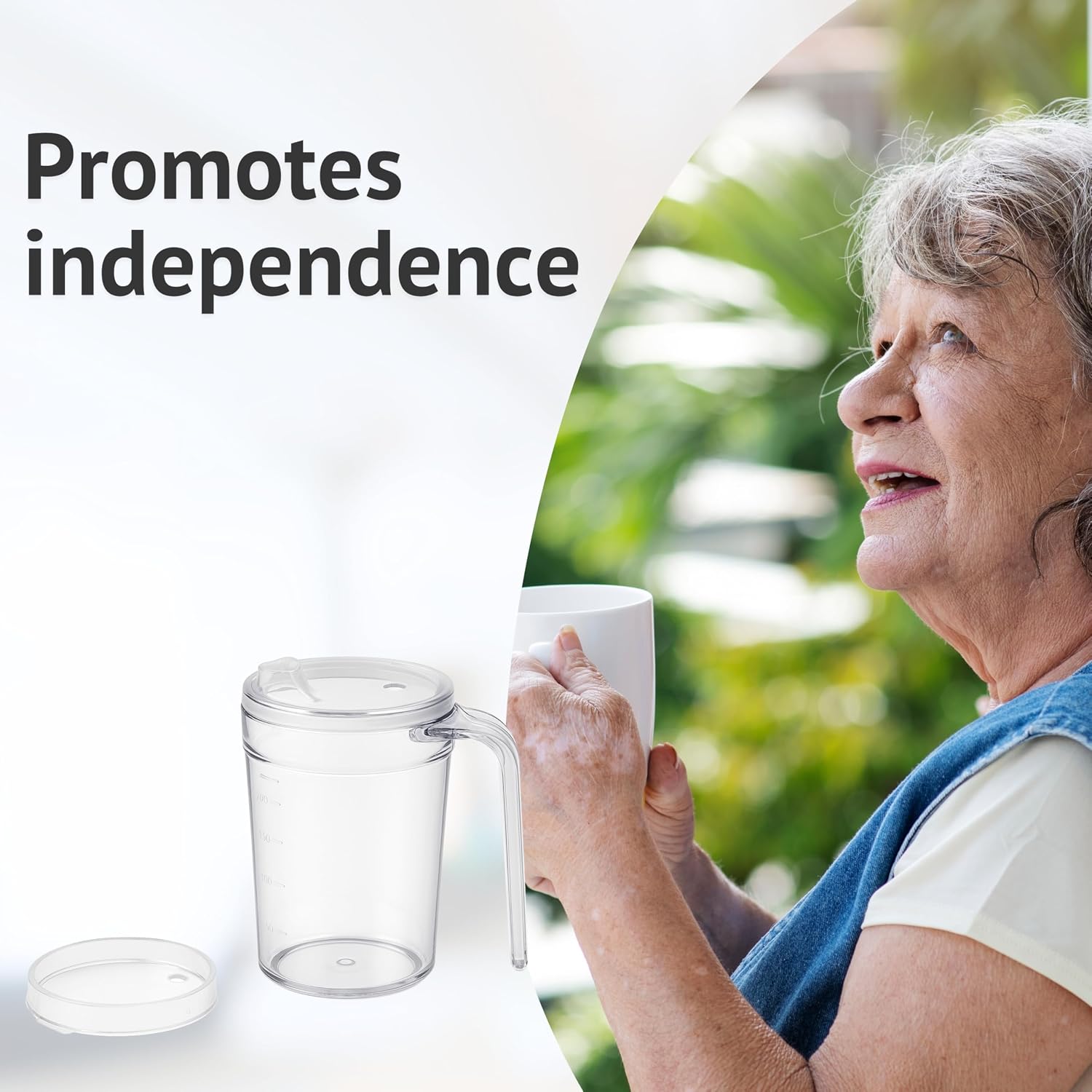 HOMECRAFT Shatterproof Beaker for Elderly & Adults Clear Mug with Lid – 400ml – Lightweight, Non-Spill Drinking Cup for Weak Grip – Daily Living Aid, Ideal Sippy Cup Alternative - Image 7
