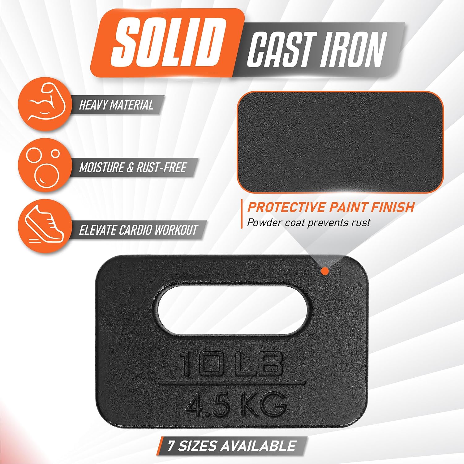 Yes4All Cast Iron Ruck Weight Plates for Backpack - Multiple Size for Rucking, Swings, Squat, Strength Training, Fitness Workout and Home Exercises - Image 4