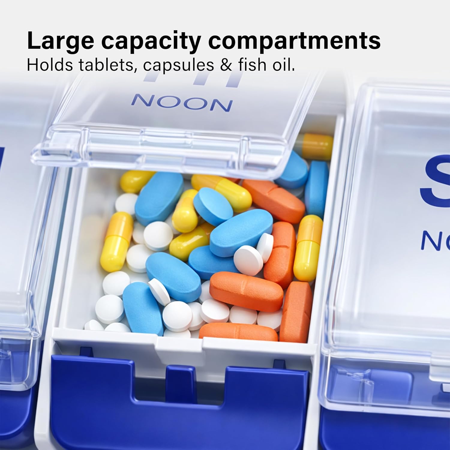 7 Day Pill Organizer – 4 Times a Day Push Button Pill Box with Large Compartments, Easy Open for Seniors & Arthritis, Compact, Spill-Proof, Perfect for Home & Travel - Image 5