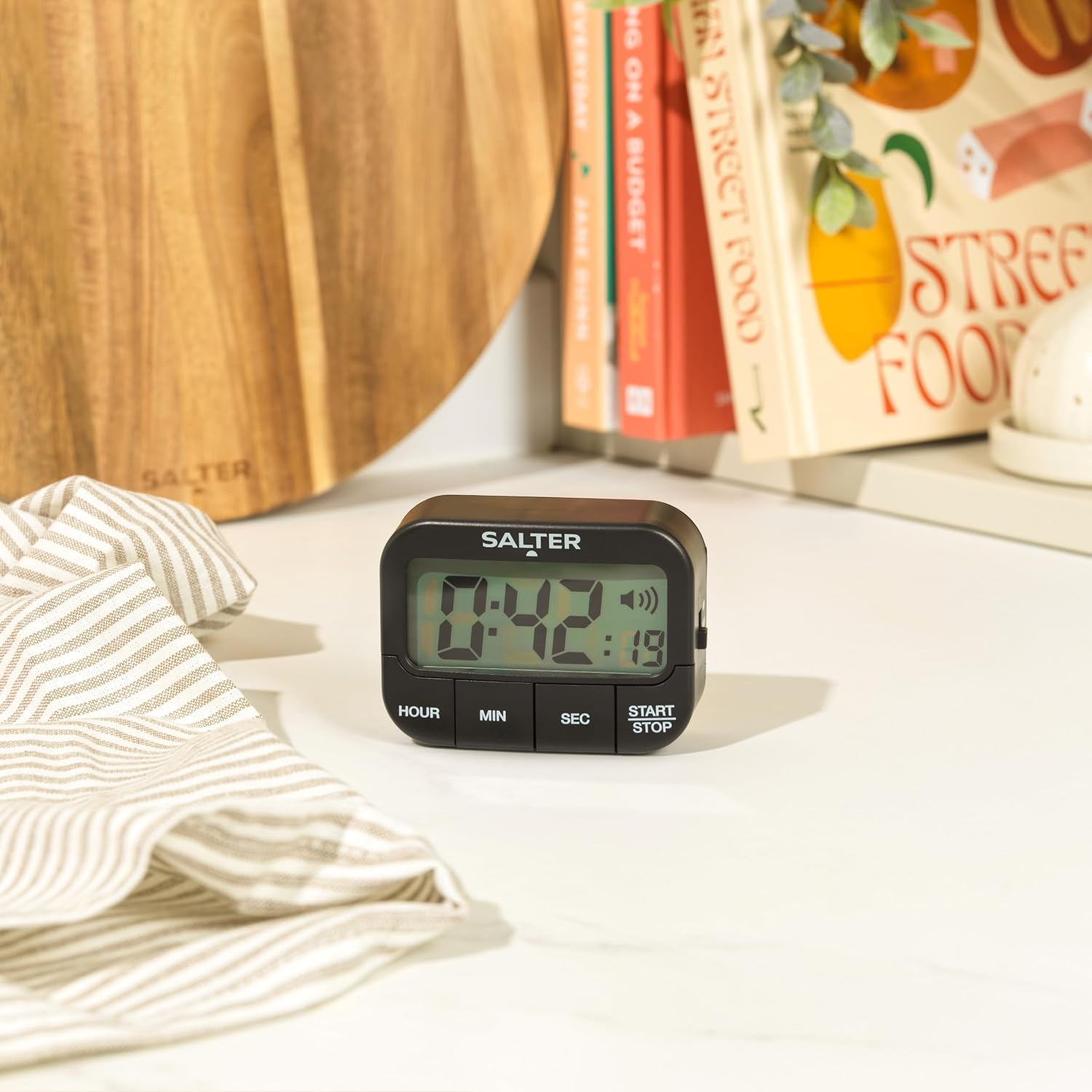 Salter 355 BKXCDU Digital Kitchen Timer - LCD Display, Loud Clock Timer, Magnetic Cooking Stopwatch, Self Standing, Count Up Or Down,19 Hours 59 Minutes and 59 Seconds, Memory Function, Large Buttons - Image 6