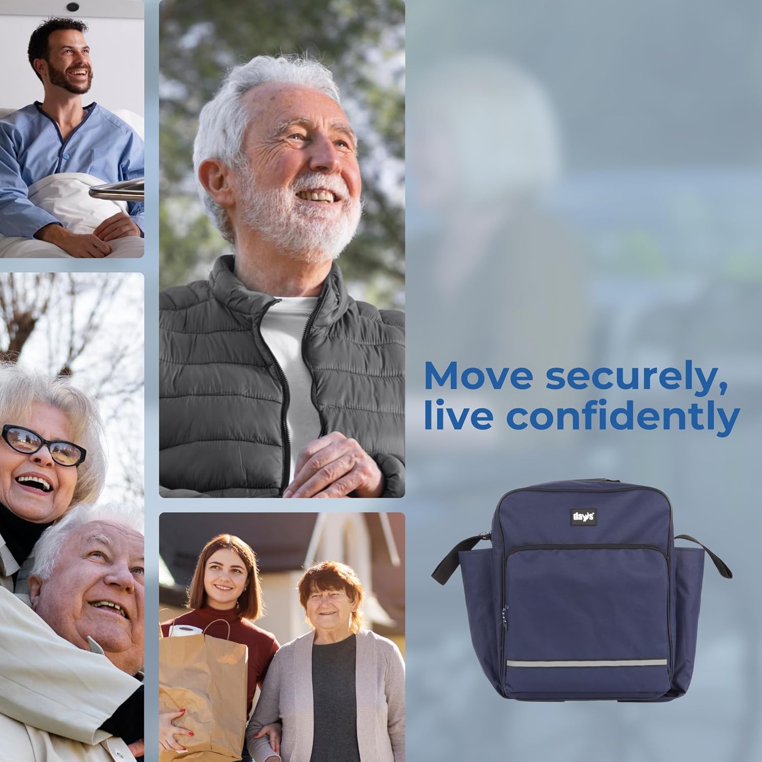 Days Wheelchair Bag with Crutch Pocket, Back of Chair Large Bag for Mobility and Electric Scooter, Waterproof and Water resistant Accessory - Navy - Image 7