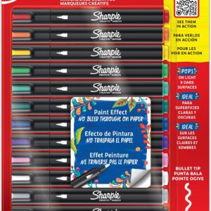 Sharpie Creative Marker Acrylic Paint Pens | Water-Based Paint Markers | No-Bleed Ink Writes on Most Surfaces | Bullet Tip | Crafting & Art Supplies | Assorted Colours | 12 Count