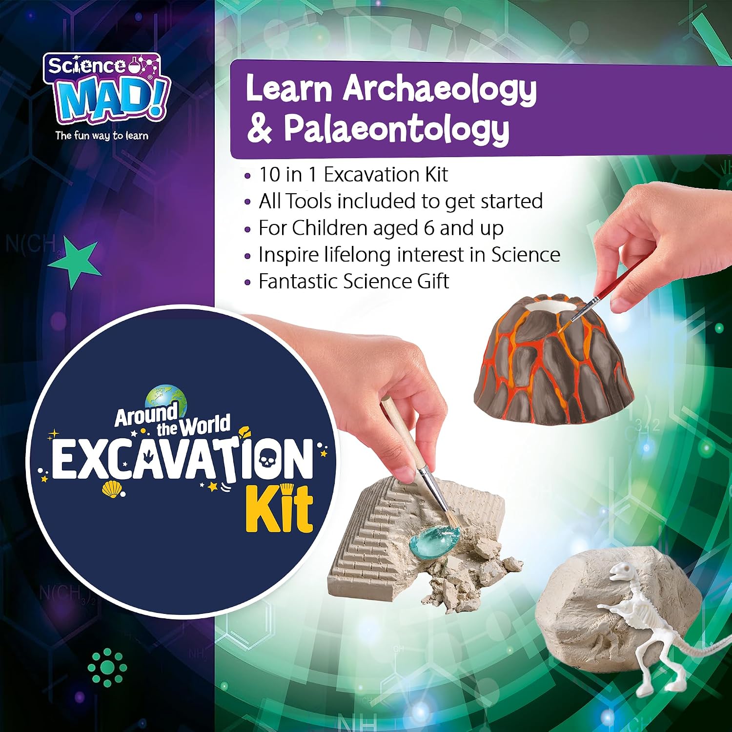 Science Mad World Excavation Kit - Kids Geography Dig Archaeology Toy, 6+ - Image 2
