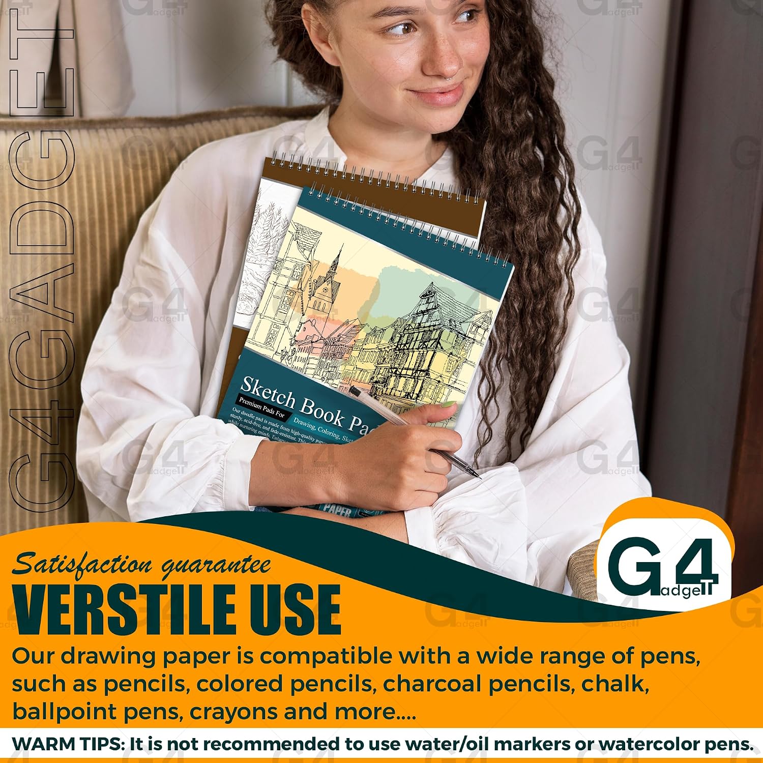 G4GADGET Sketchbook – 2 Pack Wiro Bound Drawing Pad | 170 GSM Thick Art Paper for Sketching, Painting & Drawing | Sketch Book for Artists, Students & Kids (A3) - Image 8