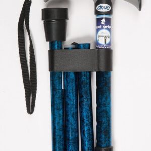 Drive Devilbiss Height Adjustable Folding Walking Stick with Gel Grip, Blue (Pack of 1)
