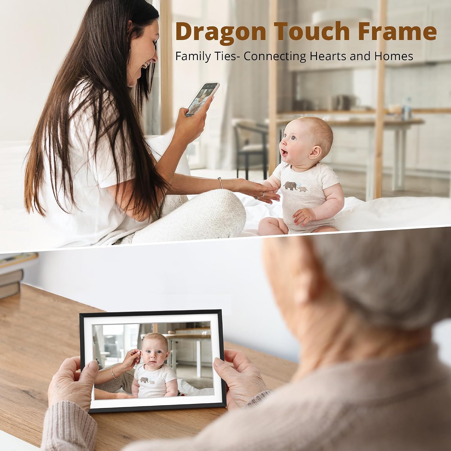 Dragon Touch 10.1" Digital Photo Frame, 1280x800 HD Pixels IPS, Touch Screen, WiFi Electronic Picture Frame with Auto-Rotate, Share Photos/Videos Instantly via Free App, Gifts for Families - Image 3