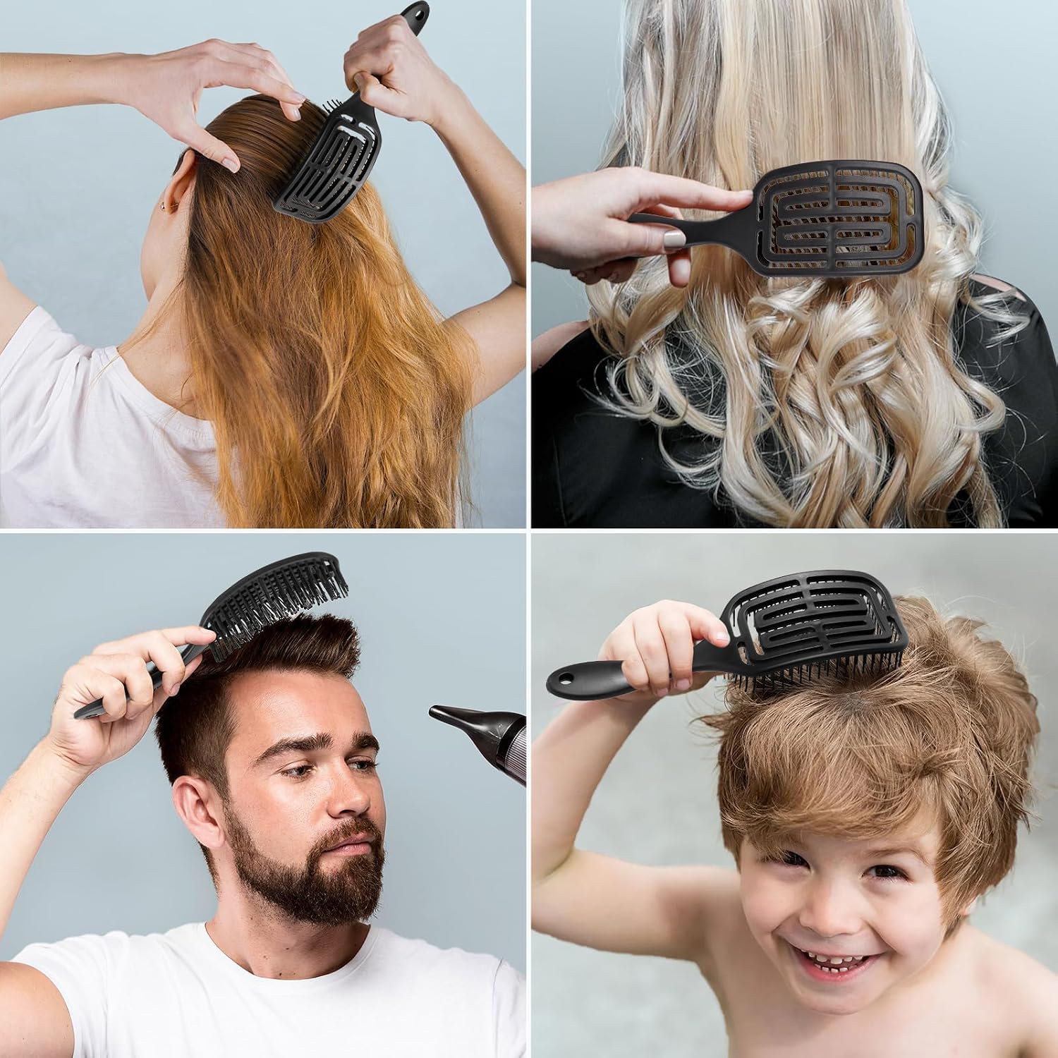 Brencco Detangle Hair Brush, Hairbrush Professional Curved Ventilation, Hair Brush for Straight, Curly & Wet Hair, Comb for Women/Men/Children - Image 7