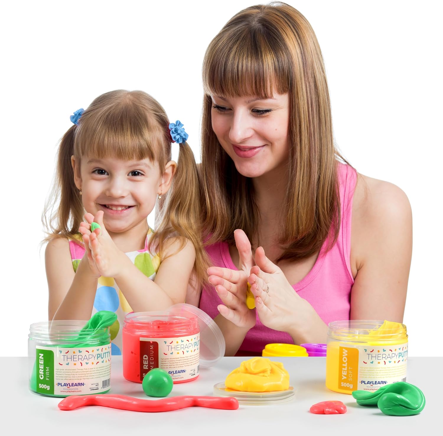 Large Tub Therapy Putty Soft Resistance Squeezable Non-Toxic, Hand Exercise, Colour Coded Yellow for Adults & Children - 500g (17oz) - Image 2