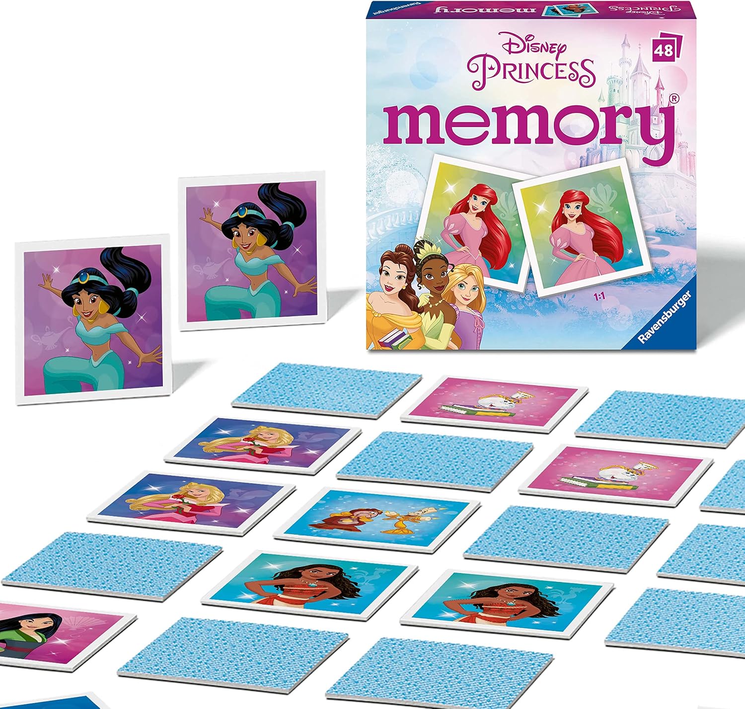 Ravensburger Disney Princess Mini Memory Game – Preschool Matching Pairs Card Game for Toddlers & Kids 3+ | Pocket Travel Game | Educational Concentration & Memory Training Gift