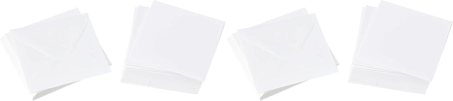 Papermania 3 x 3-inch 300 GSM Card Blanks and Envelopes, Pack of 40, White