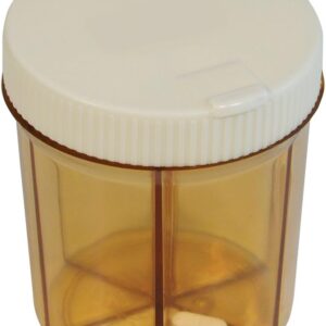 6 Section Pill Dispenser Tablet Box Organiser, Rotating top and Flip Up Lid Transparent Design Specifically Designed for Larger Tablets and Vitamins Medication Management Weakened Grip Friendly