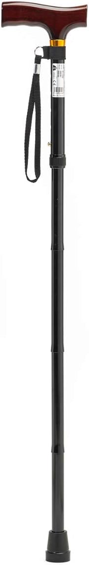 Homecraft Folding Coloured Walking Stick with Wooden Handle, Lightweight Adjustable Walking Cane for Balance, Mobility Aid, Paisley, 735-825mm