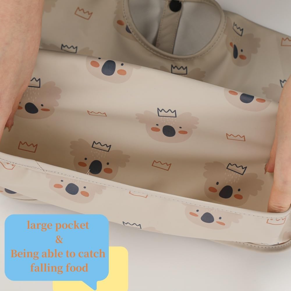 norinori Baby Weaning Bib With Sleeves Feeding Bibs - Waterproof Bibs Coverall bibs for baby toddler from 6-36 Months soft With Large Pocket Easy to Clean - Image 5