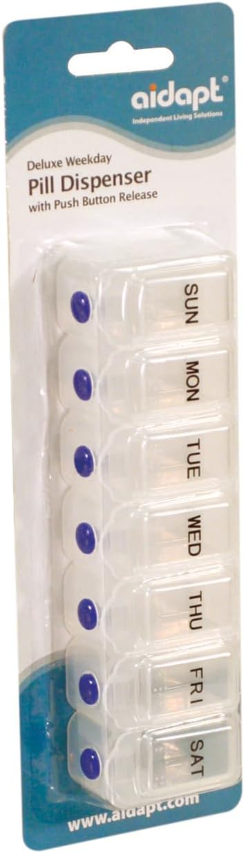 7 Day Pill Dispenser Tablet Box Organiser 1 Compartment per Day for those who take many Tablets on a Daily Basis Easy Medication Management and Organisation Easy Push Button Open Perfect for Travel - Image 3