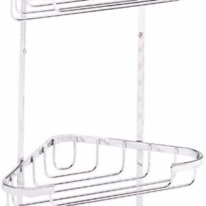 Croydex Corner 2 Tier Shower Caddy with Hooks, Chrome
