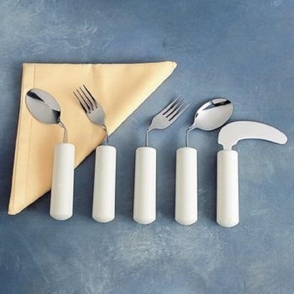 Homecraft Queens Cutlery, Angled Fork for Right Hand (Eligible for VAT relief in the UK) Adaptive Dining Utensil for Elderly, Disabled, Large Built-Up Handle for Good Grip, Dishwasher Safe - Image 4