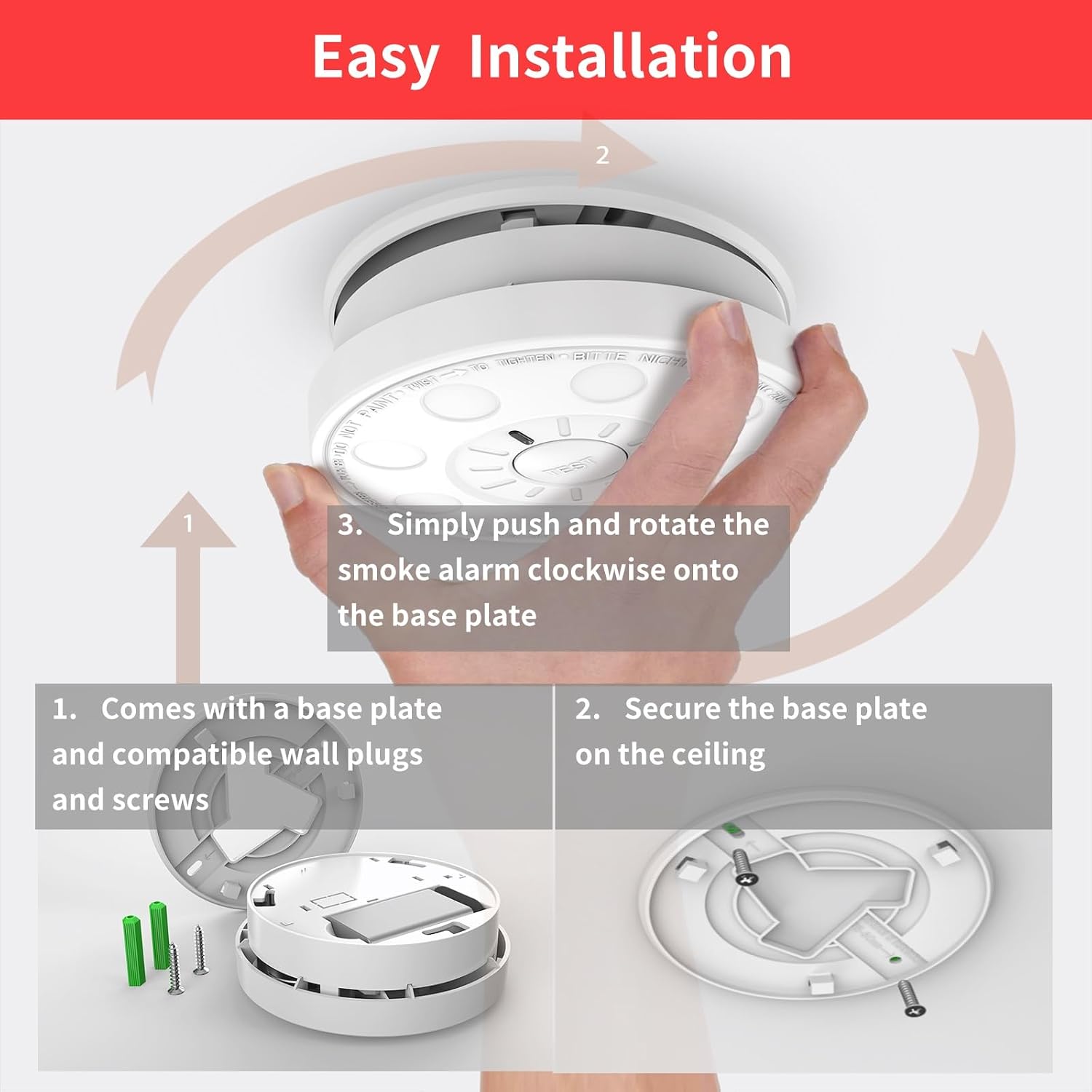 Smoke Alarm for Home, Smoke Detectors with Test Silence Button Certified EN 14604:2005+AC:2008 Advanced 10 Year Optical Sensor, Low Battery Warning for Enhanced Home Safety 2 pack - Image 5