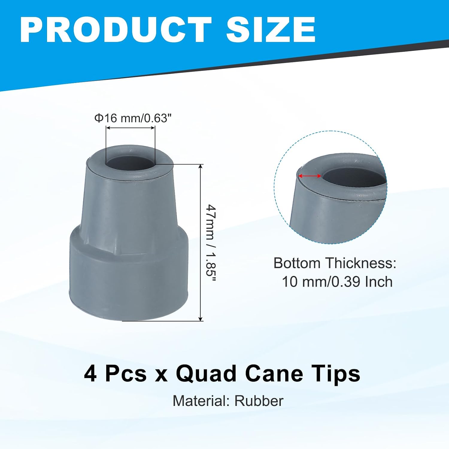 PATIKIL Quad Cane Tips, Walking Cane Accessories - Image 2