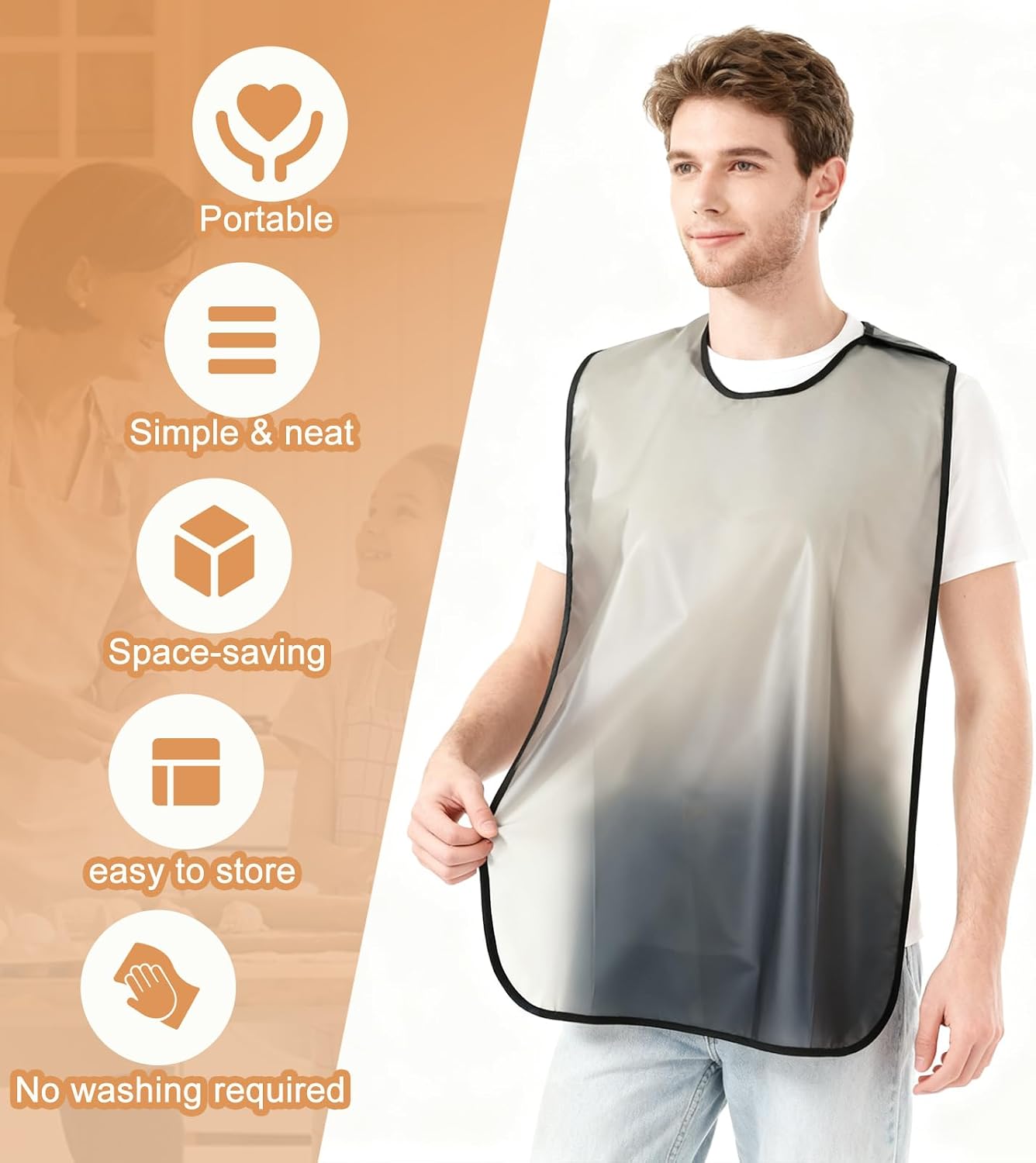 Waterproof Bibs Apron for Women Men Chef Cooking, Adult Bib Clothing Protector, Reusable Dining Bibs for Elderly - Image 3